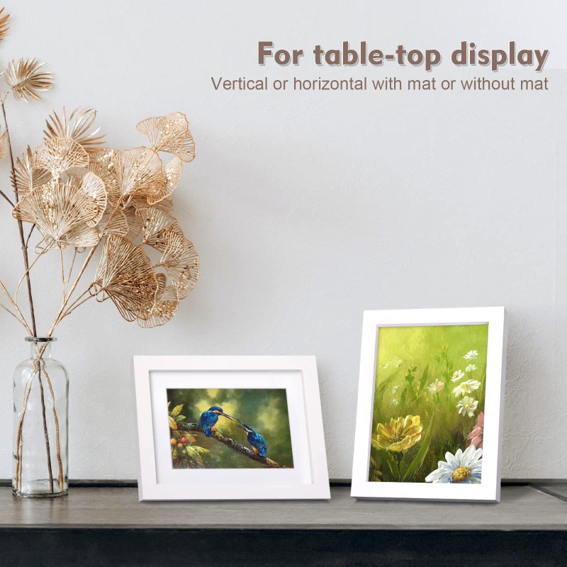 KINLINK 5x7 Picture Frame White, Solid Wood Frames with Acrylic Plexiglass for Pictures 4x6 With Mat or 5x7 Without Mat,Tabletop and Wall Display Photo Frame Set of 4 - Image 4